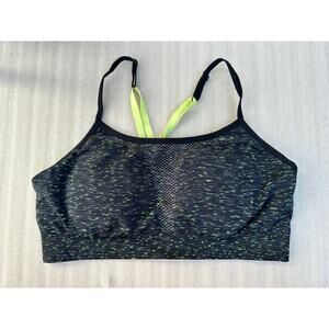 EUC RBX Sports Bra XL, Black & Neon Green Strappy Back, Medium Support